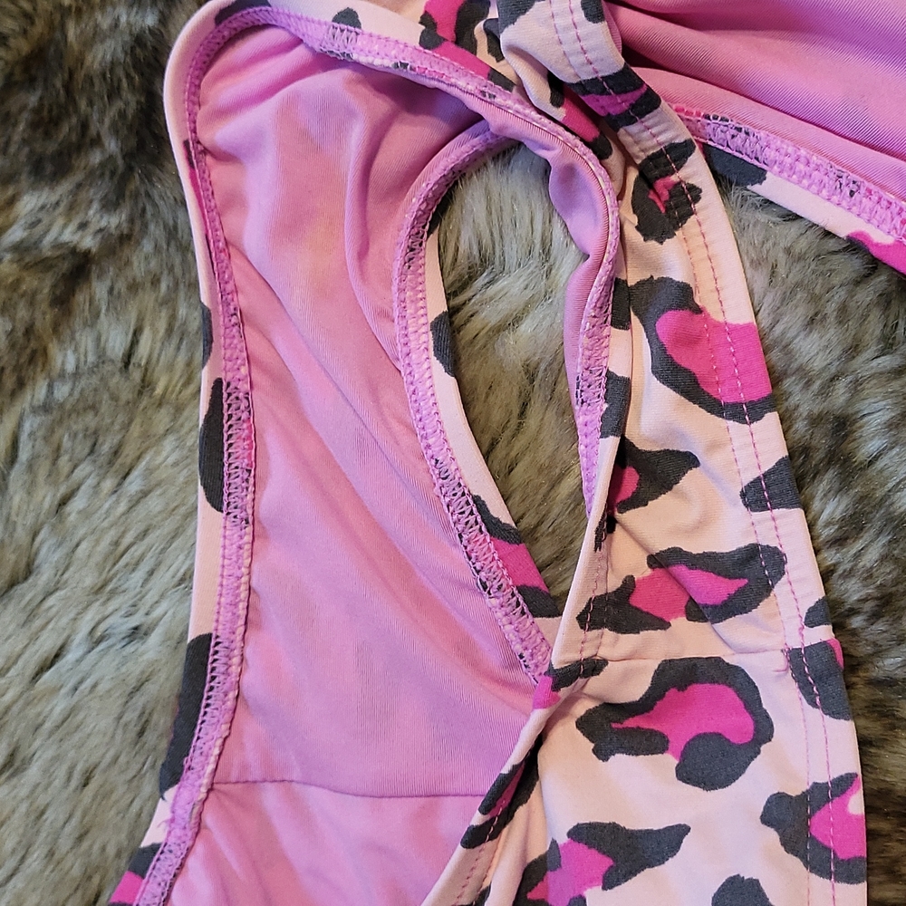 DKNY pink leopard tankini runched top and Bottoms - Picture 12 of 16